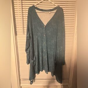 Blue button up blouse